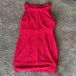 Red Bodycon Midi Dress with Ribbed Texture and Halter Neckline for Cocktail